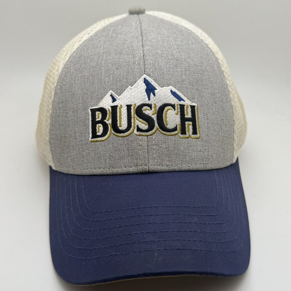 Busch Hat Men's Adjustable Gray Navy Mesh Back Trucker Cap